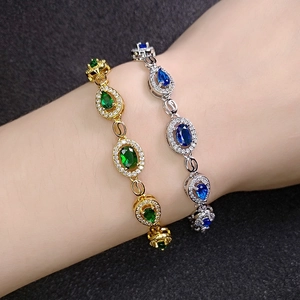 Elegant Copper Bracelet For Women Featuring Water Drop And Oval Zircons With Micro Pave Halo Luxury Fashion Jewelry