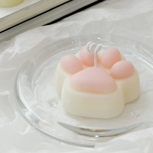 Bougie parfumée en forme de patte de chat rose et blanc pour décoration intérieure