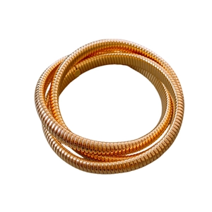 Bracelet trois couches en acier inoxydable or rose avec design en spirale flexible