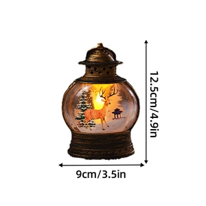 Lanterna natalizia vintage con scena di renne, dimensioni 12,5 cm di altezza