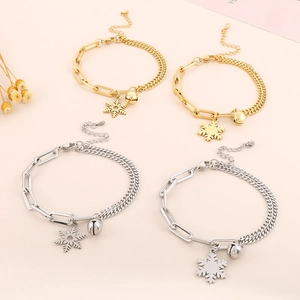Gold- und Silberarmbänder mit Schneeflocken-Anhänger und gemischten Kettengliedern