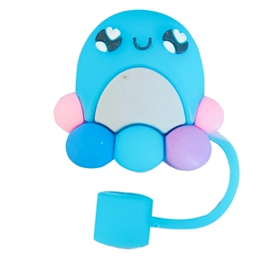 Détail du bouchon de paille en silicone bleu pour gobelets Stanley de 10mm