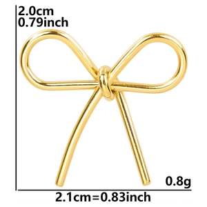 Polished 18k gold 304 stainless steel bow pendant measuring 2.1cm wide for DIY jewelry making