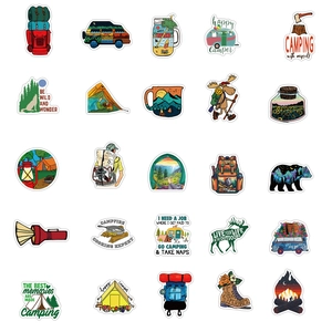 50pcs waterproof outdoor camping stickers for luggage and motorcycle decoration