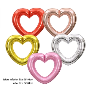 40-inch heart-shaped foil balloons in five metallic colors for party decorations