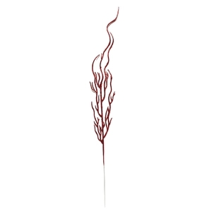 Single 45cm bright red glittery branch stem for festive Christmas tree decoration