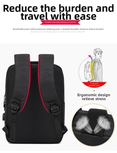 Detail of ergonomic S-shaped shoulder straps and breathable mesh padding on laptop backpack