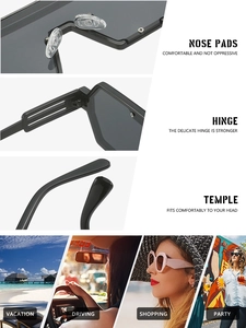 Detail view of reinforced hinges and nose pads on futuristic wrap-around punk sunglasses