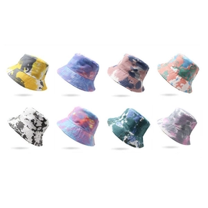 Tie-dye canvas bucket hats for men and women available in eight colorful patterns