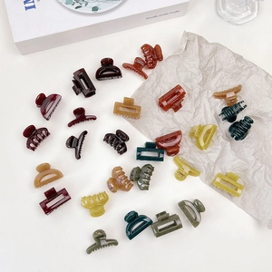 Mini Hair Claw Clips Jelly Texture Small Acrylic Hairpins Geometric Rectangle Semicircle Hair Accessories For Women Girls