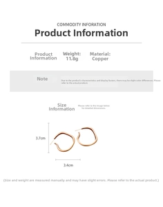 Detailed spec view of irregular 18K gold plated hoop earrings with 3.7cm height measurements