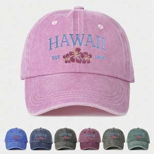 Cappello Da Baseball In Cotone Lavato Ricamo Hawaii Vintage Distressed Dad Hat Berretto Da Sole Retro Regolabile EST 1959