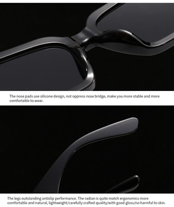 Detail of ergonomic silicone nose pads and anti-slip temples on black square sunglasses