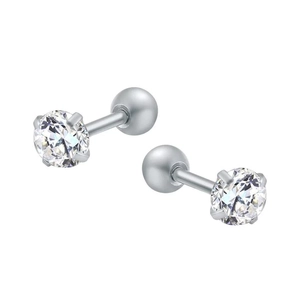 Sparkling zircon stud earrings with classic four-prong setting and secure screw-back design