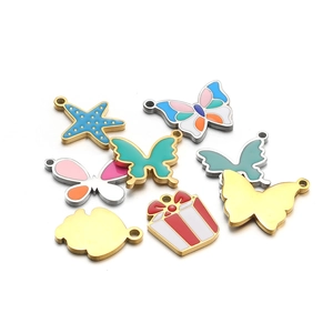 Colorful enamel butterfly and maple leaf charms for DIY necklaces and bracelets