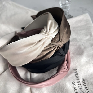 Satin Twist Knot Headband Wide Brim Solid Color Elegant Hair Hoop Accessories For Women Fashionable Minimalist Headwear