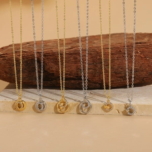 Fashion Geometric Copper Zirconia Pendant Necklace For Women Elegant Interlocking Circle Butterfly Charm Choker Jewelry Gift