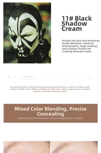 Macro detail of 11# black concealer cream for high-coverage stage and cosplay makeup