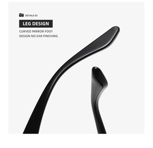 Ergonomic curved sunglasses temple design for pressure-free comfort and smooth finish