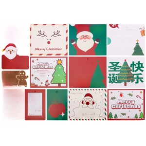 Christmas greeting cards set with Santa, reindeer and tree designs for gift decoration