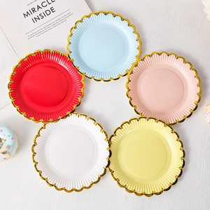 Piatti Di Carta Usa E Getta Con Bordi Festonati Dorati Per Matrimoni Compleanni Stoviglie Per Feste Vassoio Per Dolci Torta Elegante