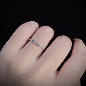 Polished silver 925 sterling silver ring with triple star design and sparkling zircon accents