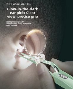 Luminous ear tweezers with magnifying glass and LED light for safe baby ear cleaning