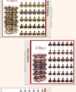 Detail of 36pcs Christmas ball ornaments in gold and rose gold with multiple textures