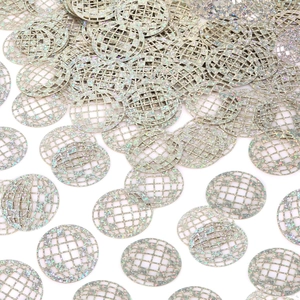 Holographic silver disco confetti 100pcs set with globe and tennis ball shapes for parties