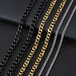 Stainless Steel Cuban Chain Necklace Hip Hop Punk Bold Polished Curb Link Jewelry For Men Women