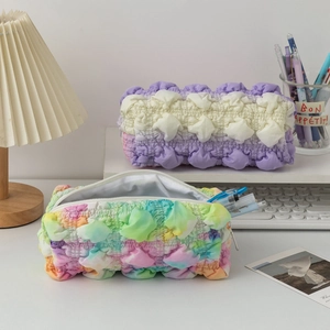 Regenboog bubbelstof etui met grote capaciteit en levendige macaron gradiëntkleuren
