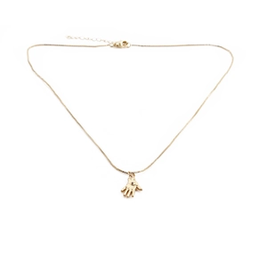 18K gold plated copper palm eye geometric pendant necklace on fine box chain