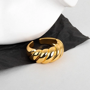 Anello Croissant Rame Trama Intrecciata Aperto Regolabile Gioielli Stile Retrò Francese Accessori Di Moda Per Donne
