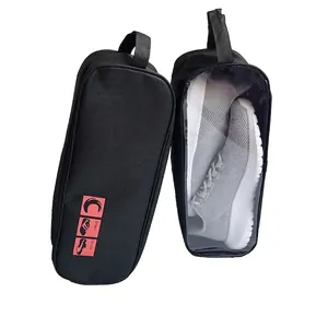 Waterproof portable travel shoe bag set with transparent window for easy sneaker storage