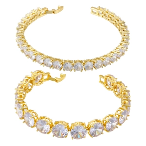 Luxurious 18K gold tennis bracelets with rows of sparkling round white zircon stones