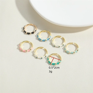 7-piece evil eye adjustable enamel ring set in vibrant colors for a vintage look