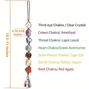 Handmade Seven Chakra stones car hanging with natural healing crystals and woven rope