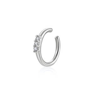 Manchette d'oreille plaquée 18k argent avec trois zircons ronds pour femmes