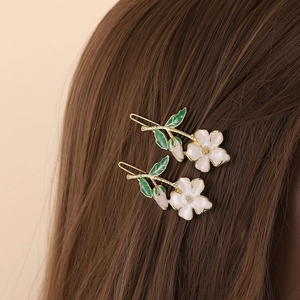 Elegant Flower Hair Clip Alloy Enamel Daisy Floral Side Pin Hairpin For Women Girls Sweet Korean Style Accessory