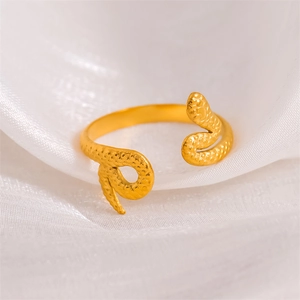 Snake Ring Stainless Steel Retro Punk Gothic Hip Hop Style Open Adjustable Gold Jewelry For Women