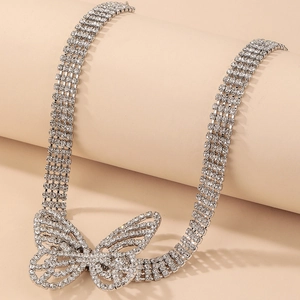 Butterfly Choker Necklace For Women Sparkly Rhinestone Alloy Luxury Y2K Fashion Party Neck Jewelry Accessory