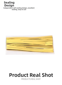 Golden metallic twist ties for sealing Christmas gift bags and candy packaging