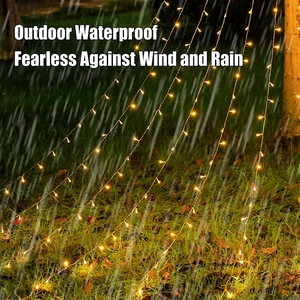 Solar powered LED star waterfall string lights for outdoor Christmas garden decoration