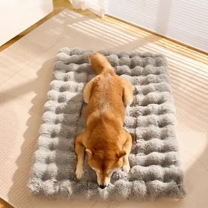 Dikke warme huisdiermat voor honden en katten met golftextuur en grijze Shiba Inu