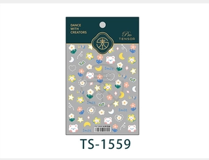Detalle de pegatinas de uñas TS-1559 con osos de dibujos, flores y corazones