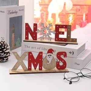 Décorations de Noël en bois NOEL et XMAS avec motifs de flocons pour table de fête