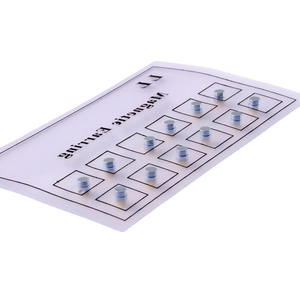 Set of 12 pairs of magnetic non-pierced silver ball stud earrings on display card