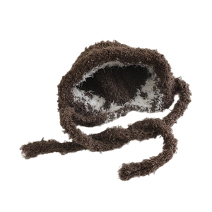 Winter plush trapper hat for children with folk jacquard pattern and soft earflaps