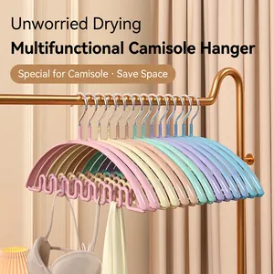 Wave Multifunctional Hangers Dipped Plastic Metal Non Slip Multi Hook Space Saving For Camisoles Underwear Wardrobe Organizer