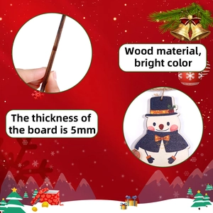 Detail of wooden snowman ornament showing 5mm thickness and bright color print